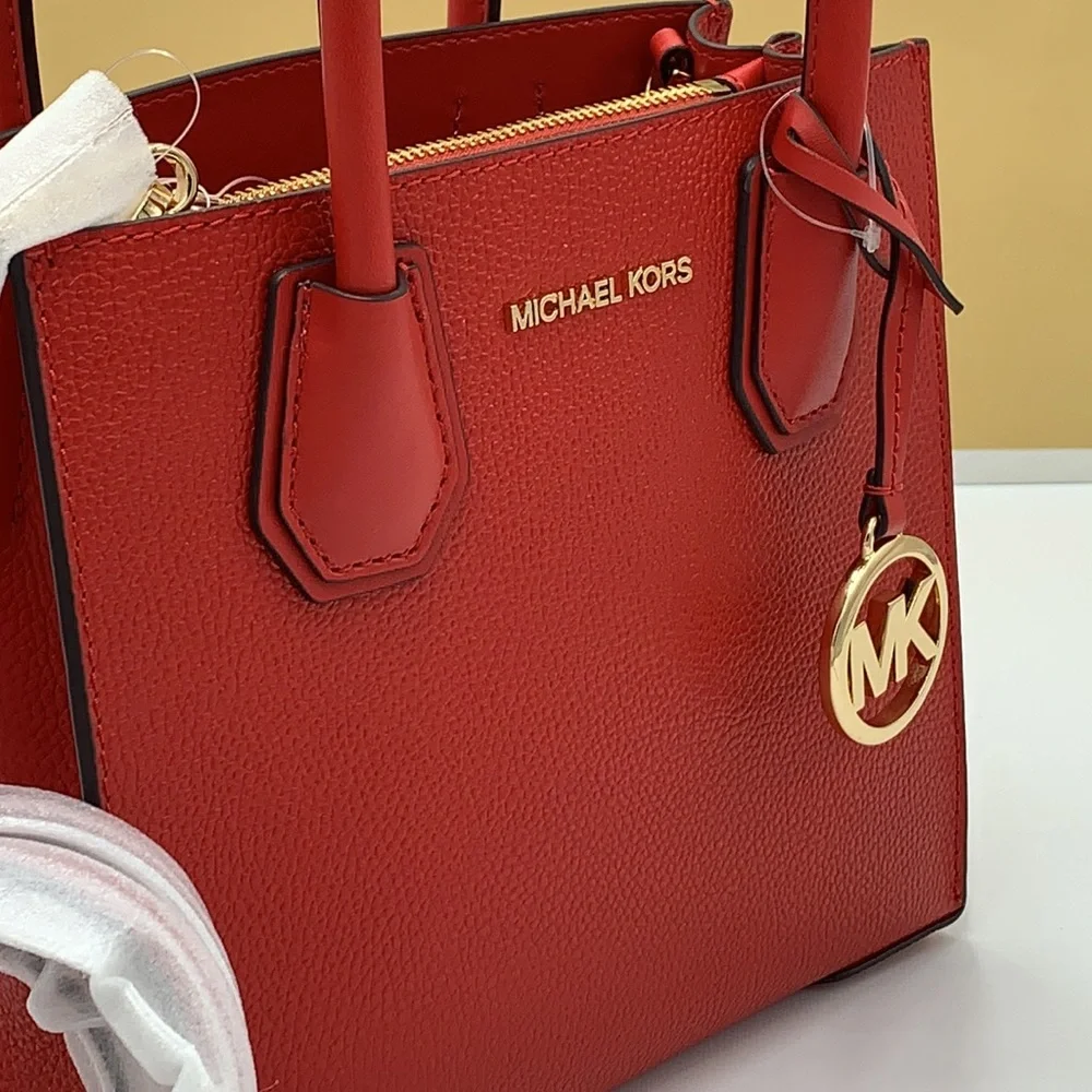 MICHAEL KORS MERCER MEDIUM MESSENGER CROSSBODY BAG FLAME COLOR - Picture 5 of 14